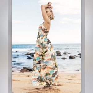 NWT White Closet elements scenic “Va l’Italia” print halter maxi - S